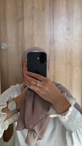 Hijab crêpe gris tourterelle