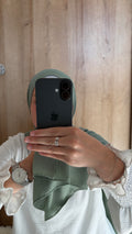 Hijab crêpe de luxe vert mousse